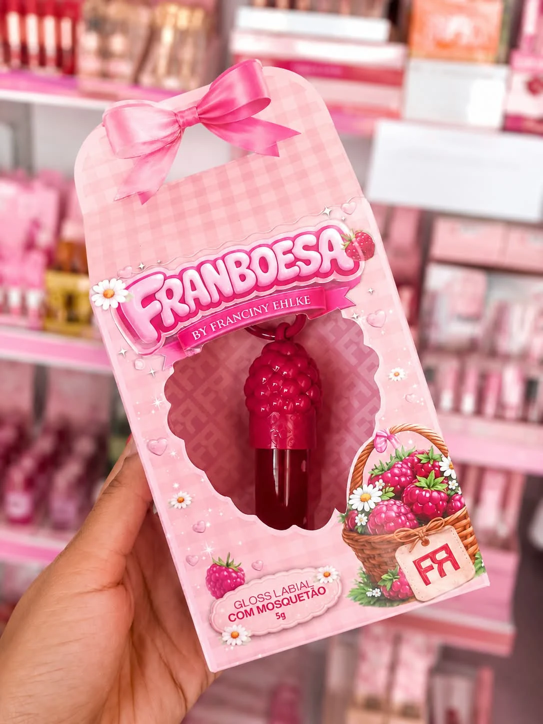 Gloss Franboesa com mosquetão